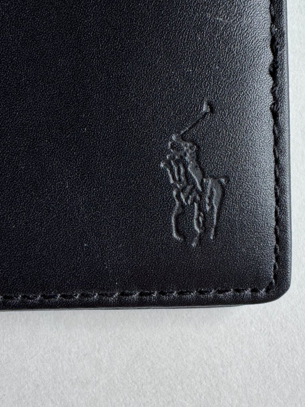 Mens Polo Ralph Lauren Pony Logo Leather Bifold Wallet Black - Picture 5 of 6